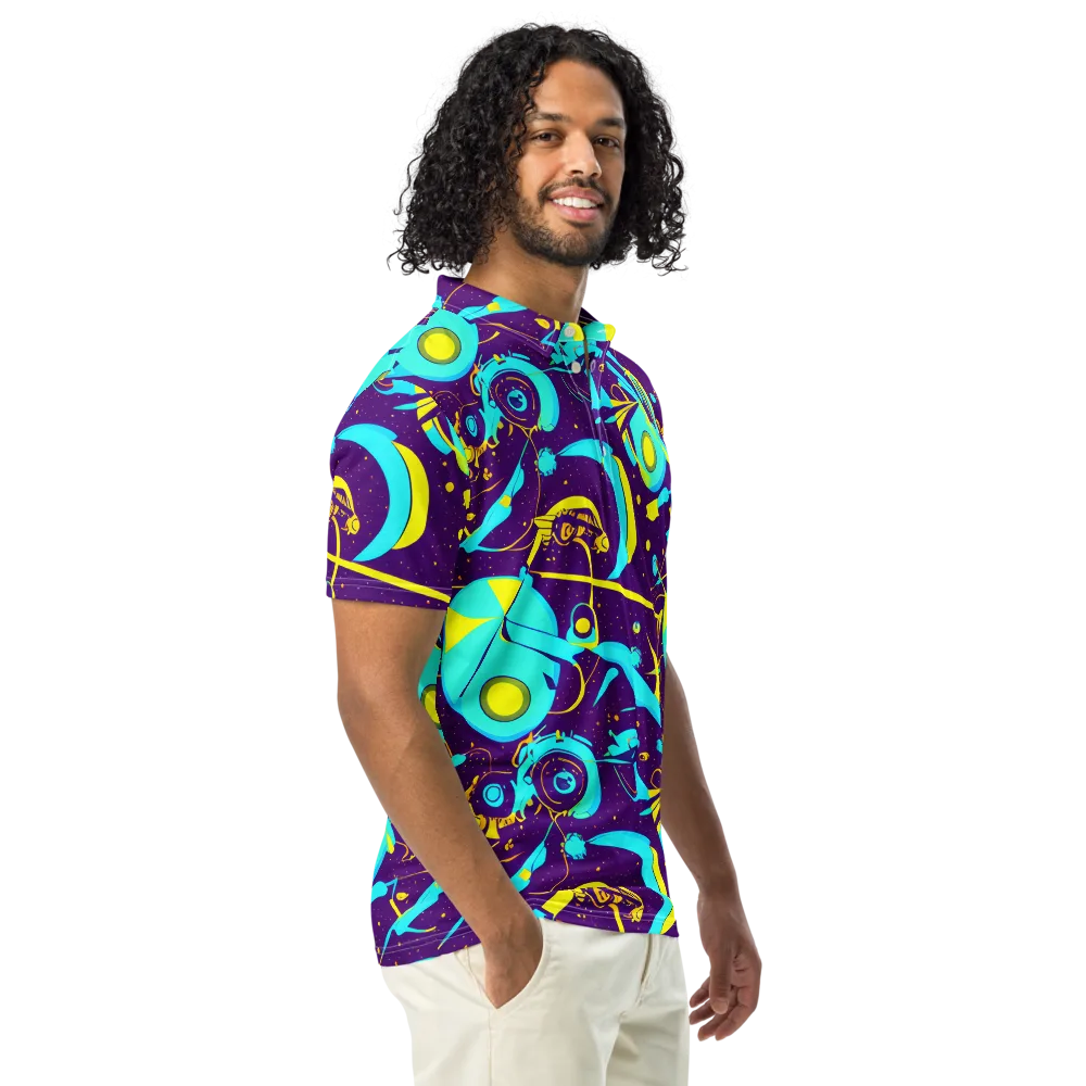 Azure Odyssey on Men's Slim Fit Polo Shirt — Right Front