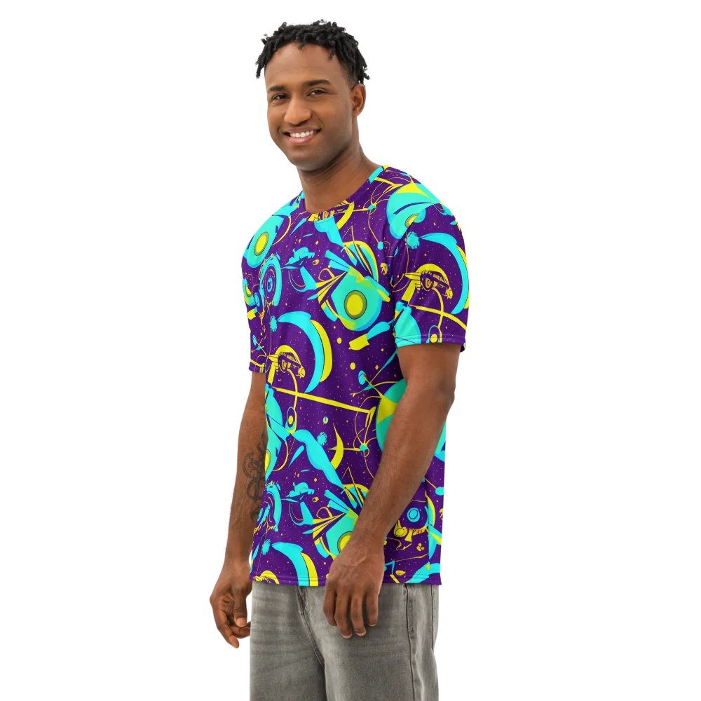 Azure Odyssey on Men's Cotton Crew Neck T-Shirt — Left Front