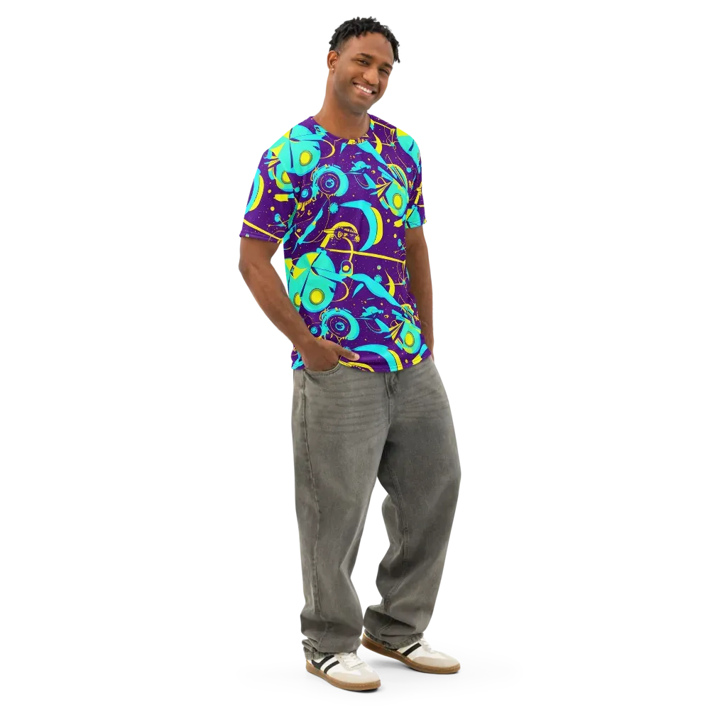 Azure Odyssey on Men's Cotton Crew Neck T-Shirt — Right Front