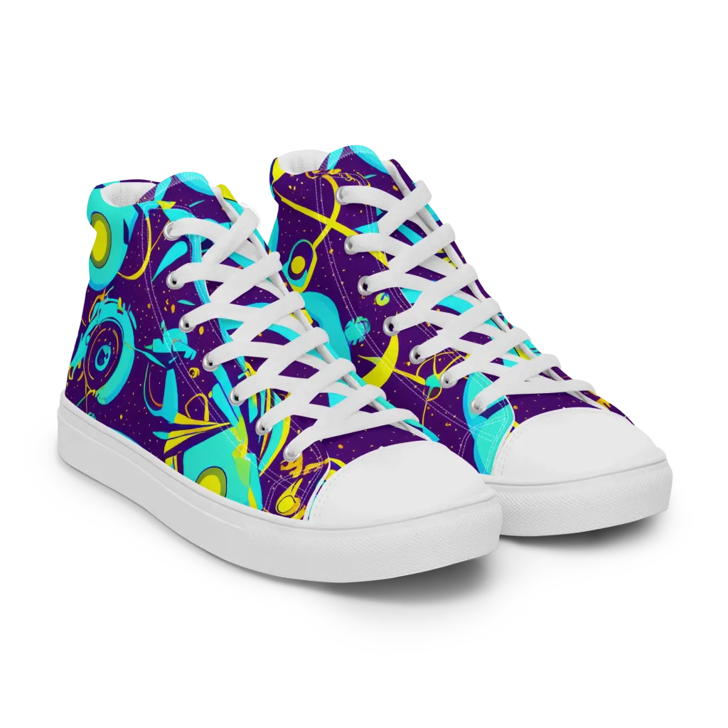 Azure Odyssey on Men's High Top Canvas Shoes — Right Front