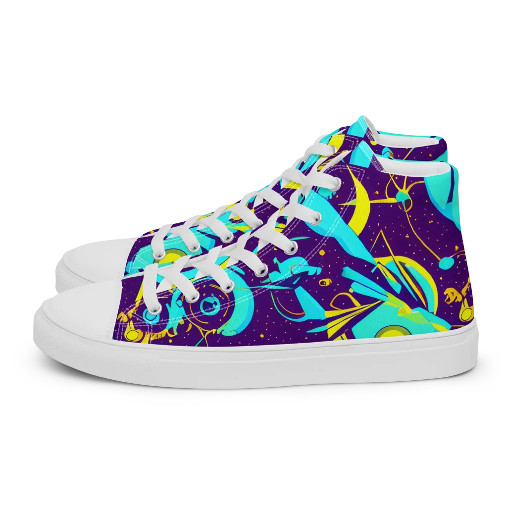 Azure Odyssey on Men's High Top Canvas Shoes — Left