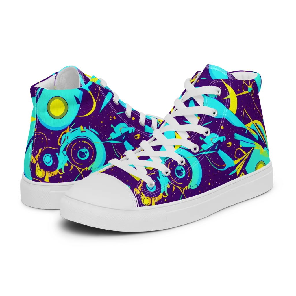 Azure Odyssey on Men's High Top Canvas Shoes — Left