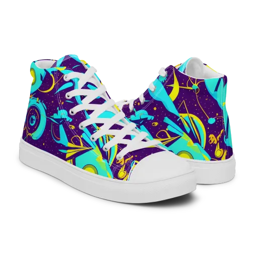 Azure Odyssey on a Men's High Top Canvas Shoes