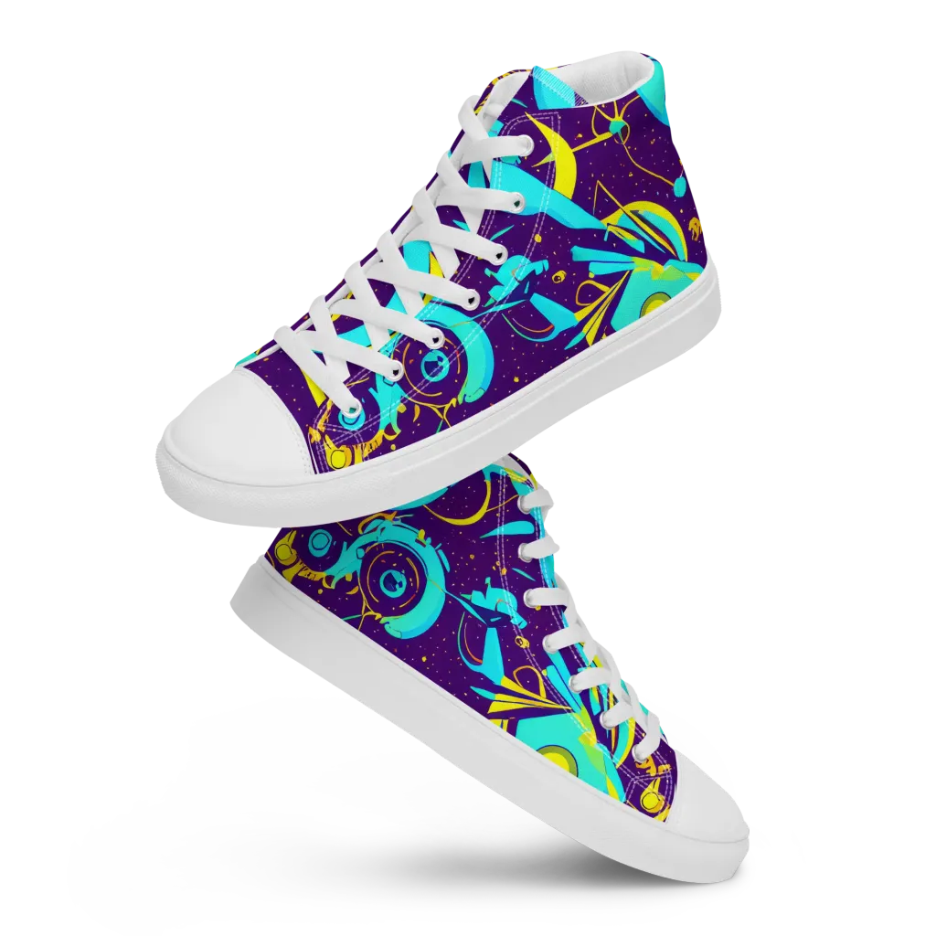 Azure Odyssey on Men's High Top Canvas Shoes — Front