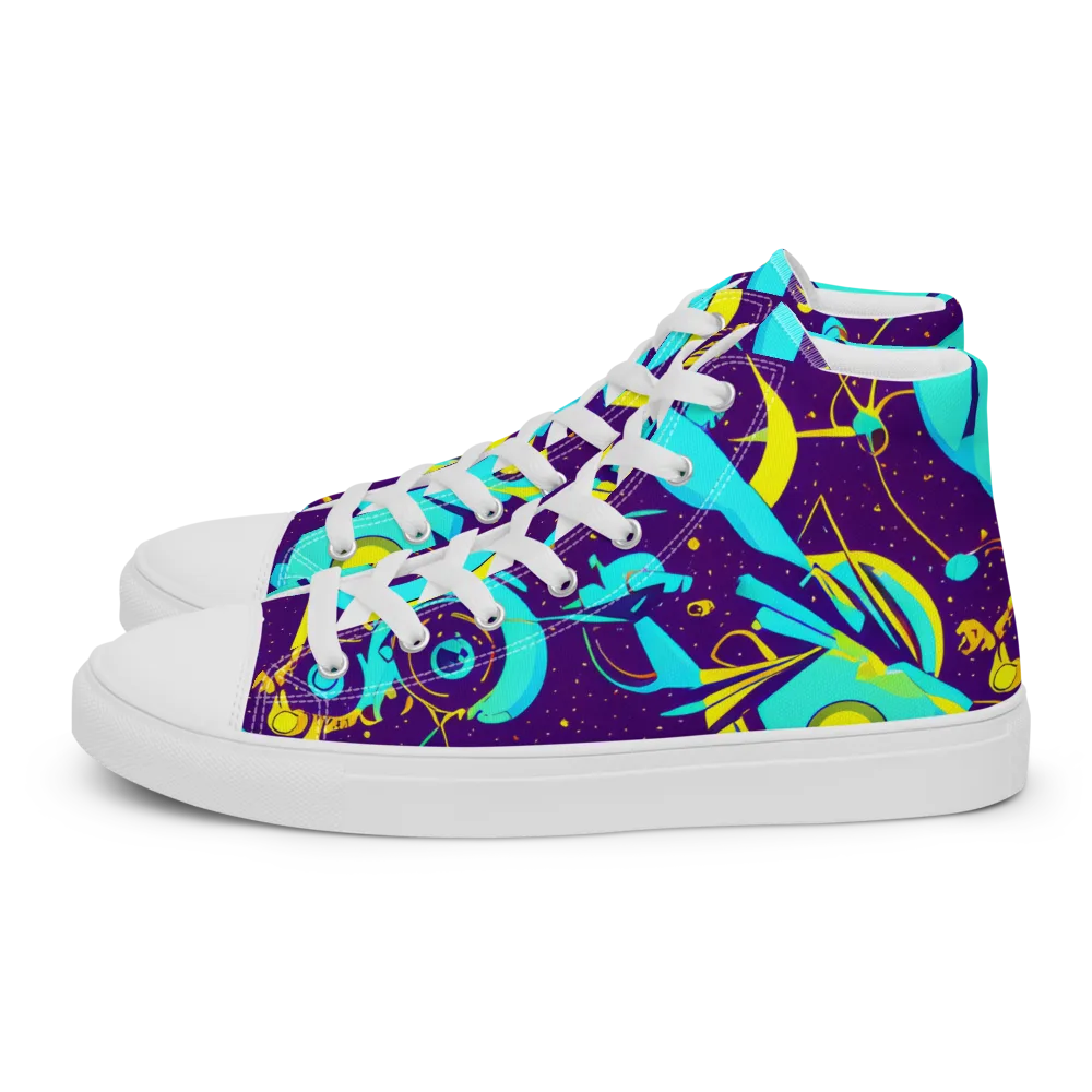 Azure Odyssey on Women's High Top Canvas Shoes — Left