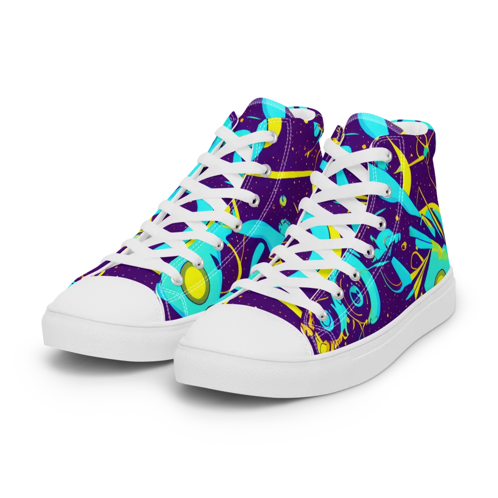 Azure Odyssey on Women's High Top Canvas Shoes — Left Front