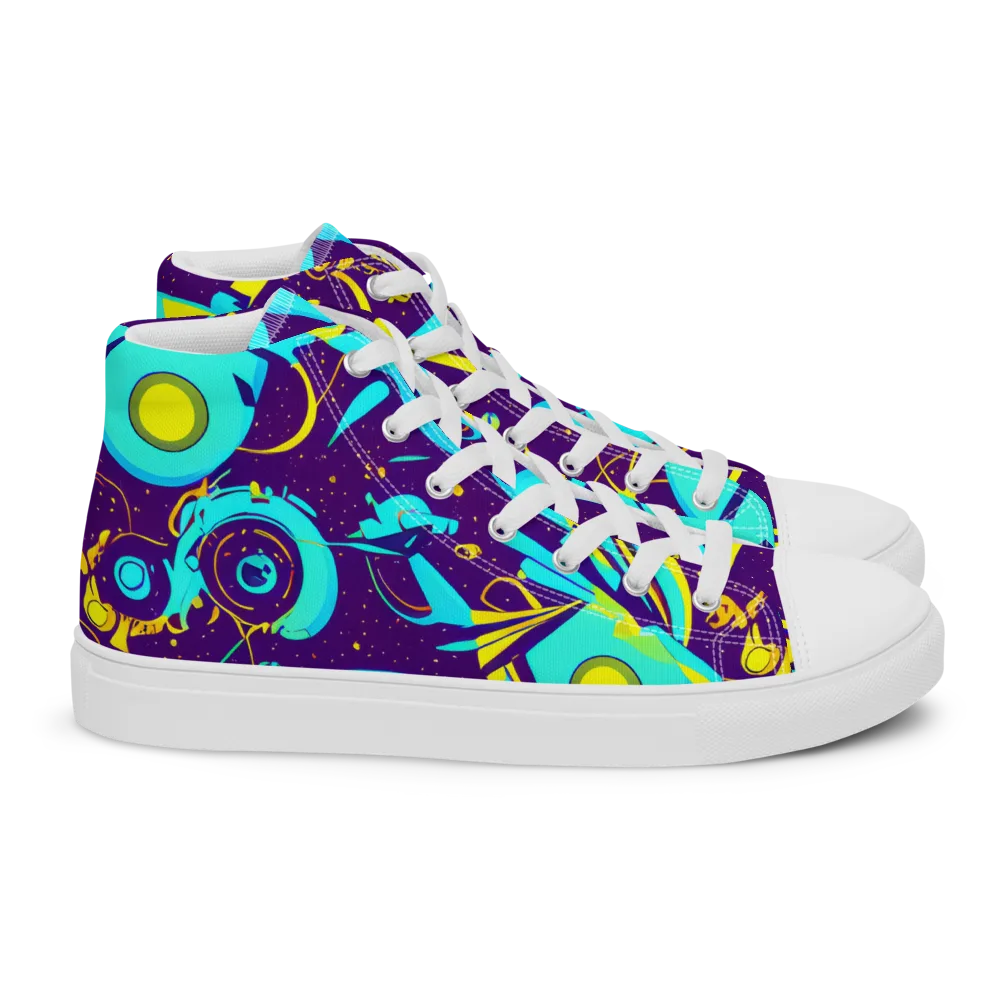 Azure Odyssey on Women's High Top Canvas Shoes — Right