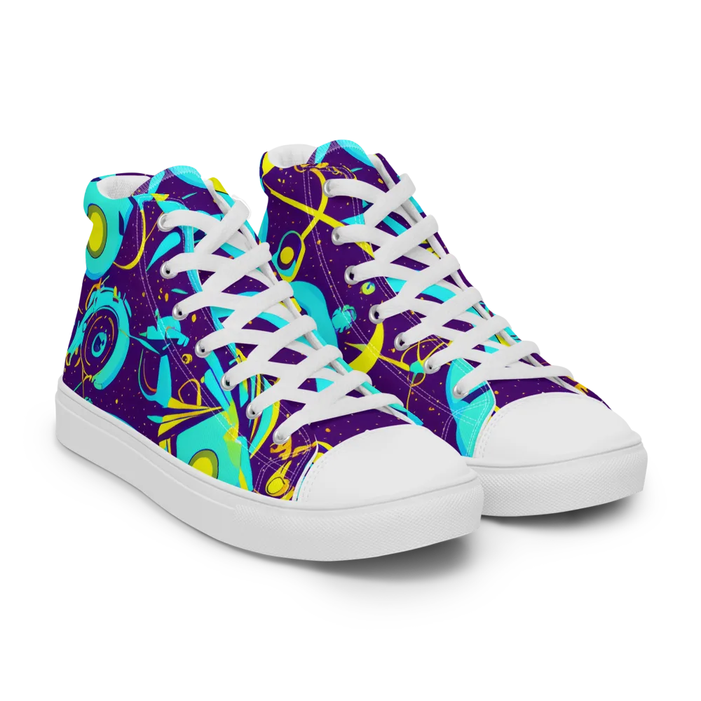 Azure Odyssey on Women's High Top Canvas Shoes — Right Front