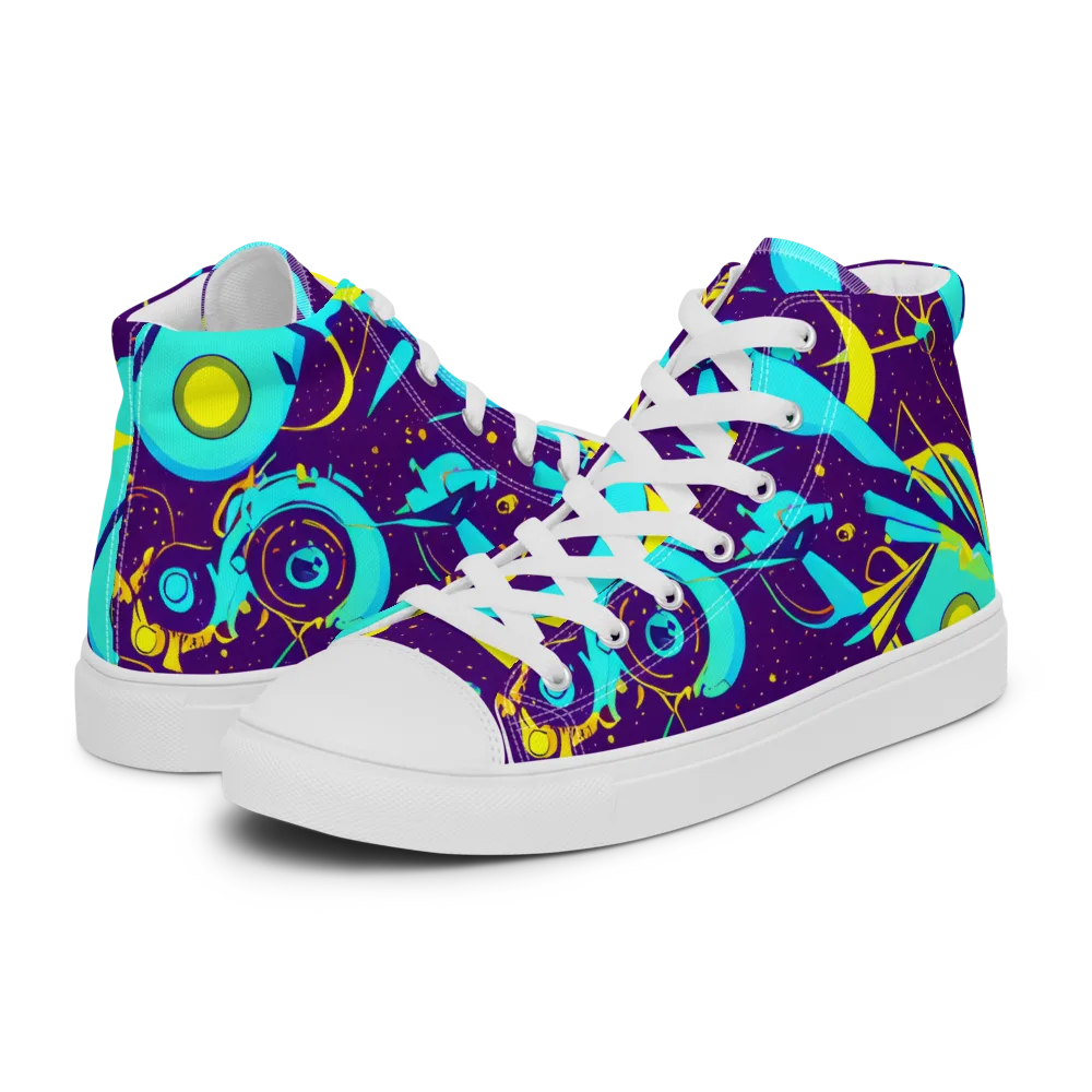 Azure Odyssey on Women's High Top Canvas Shoes — Left
