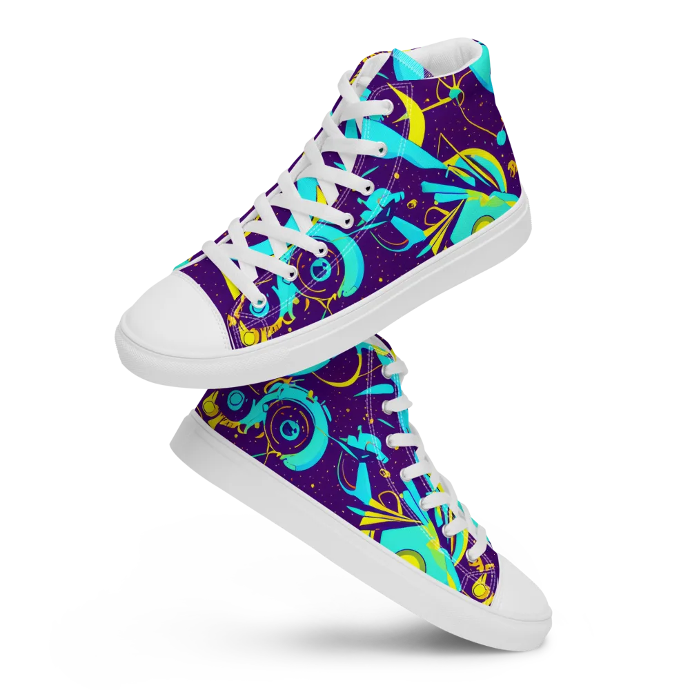 Azure Odyssey on Women's High Top Canvas Shoes — Front