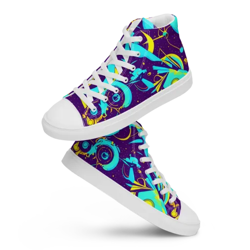 Azure Odyssey on a Women's High Top Canvas Shoes