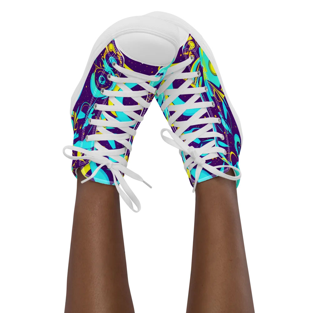 Azure Odyssey on Women's High Top Canvas Shoes — Front