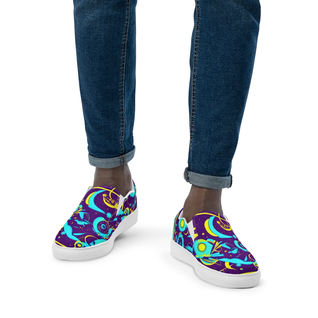 Azure Odyssey on Men's Slip-On Canvas Shoes — Front