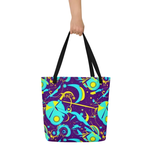 Azure Odyssey on a Large Tote Bag W/ Pocket