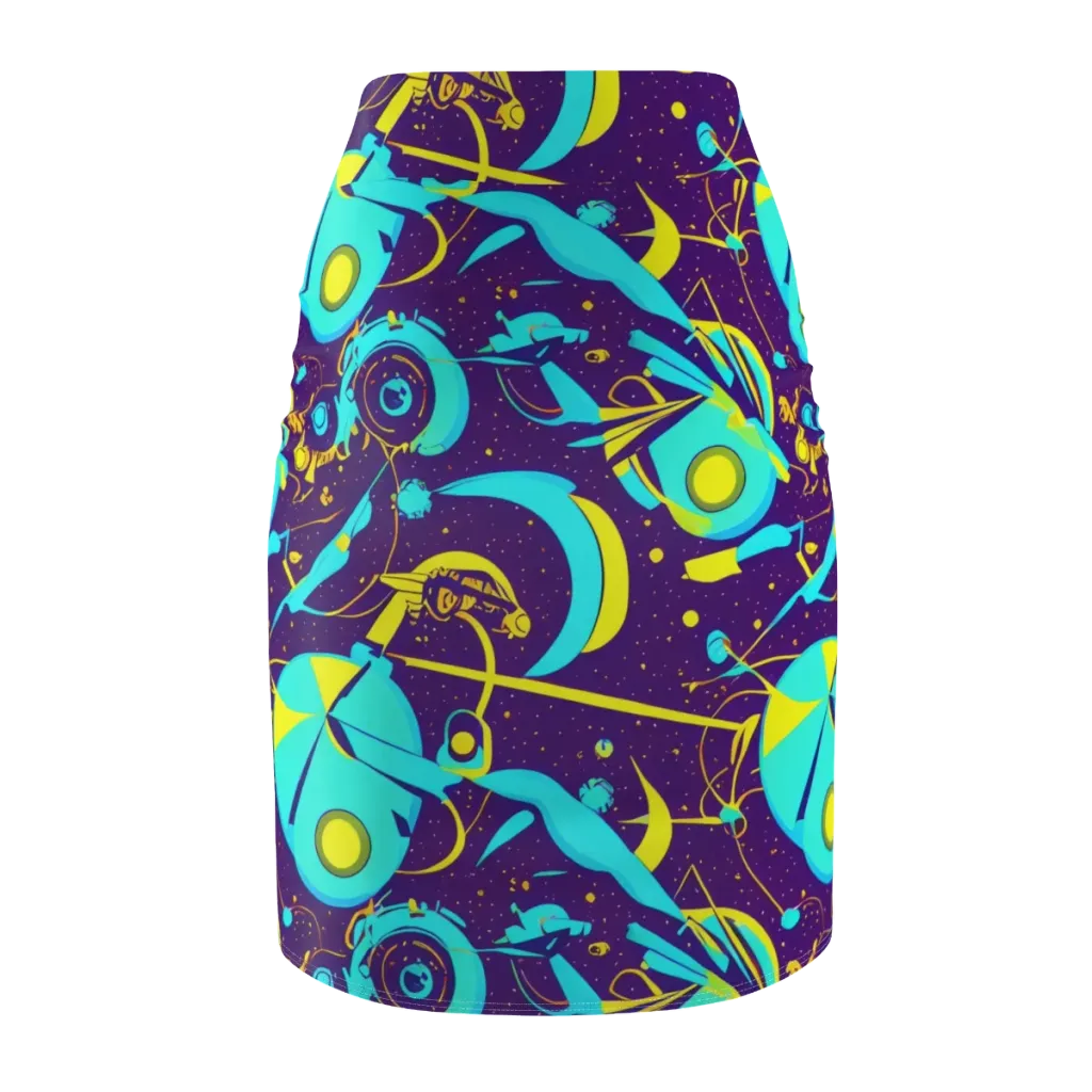 Azure Odyssey on Pencil Skirt — Back