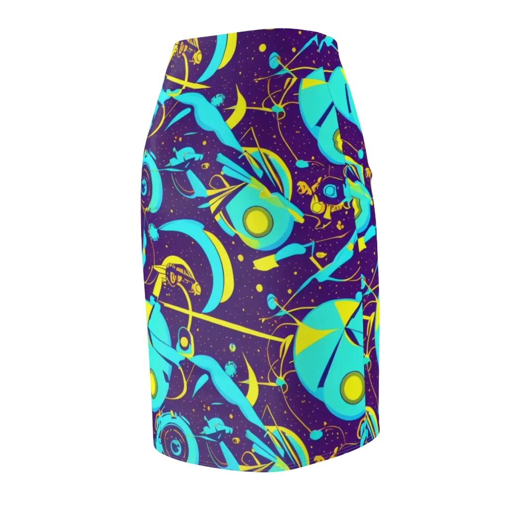 Azure Odyssey on Pencil Skirt — Back Side