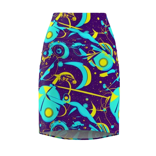 Azure Odyssey on a Pencil Skirt