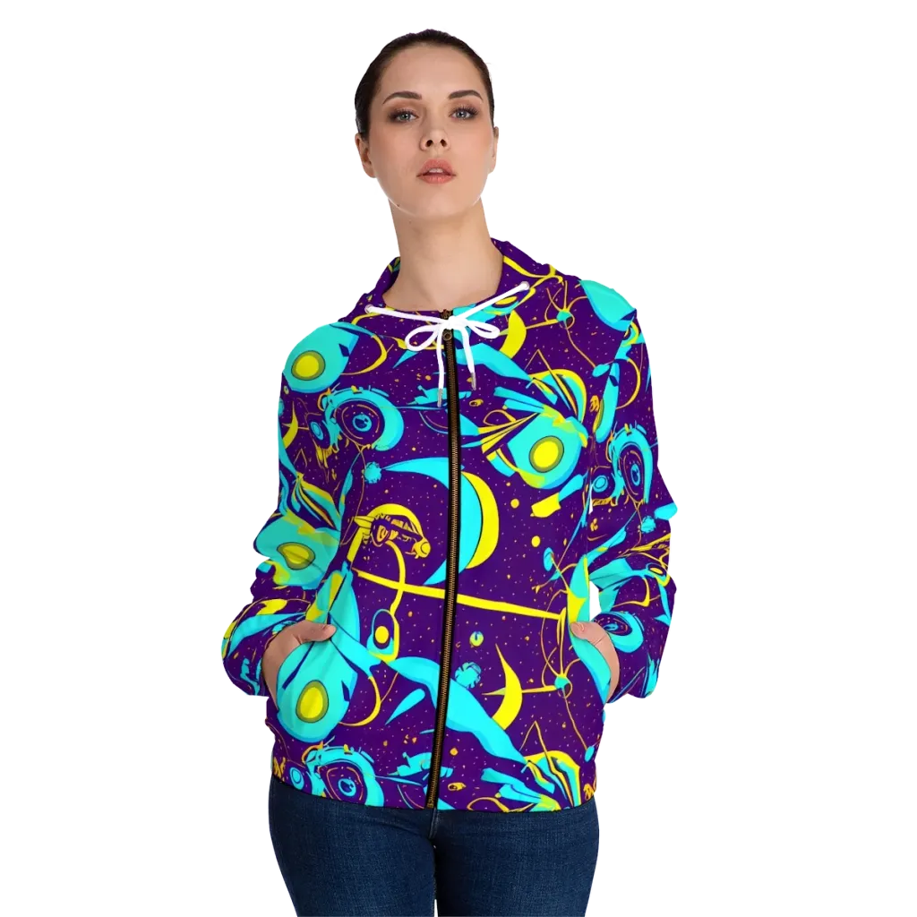 Azure Odyssey on Women's Full-Zip Hoodie — Front On Person