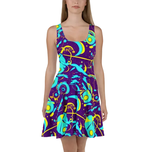Azure Odyssey on a Skater Dress