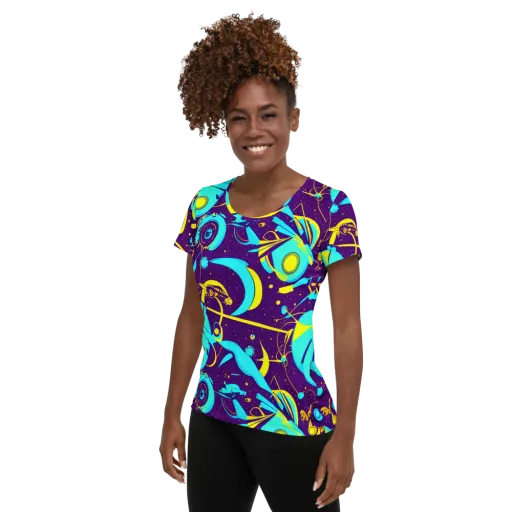 Azure Odyssey on a Women's Athletic T-Shirt