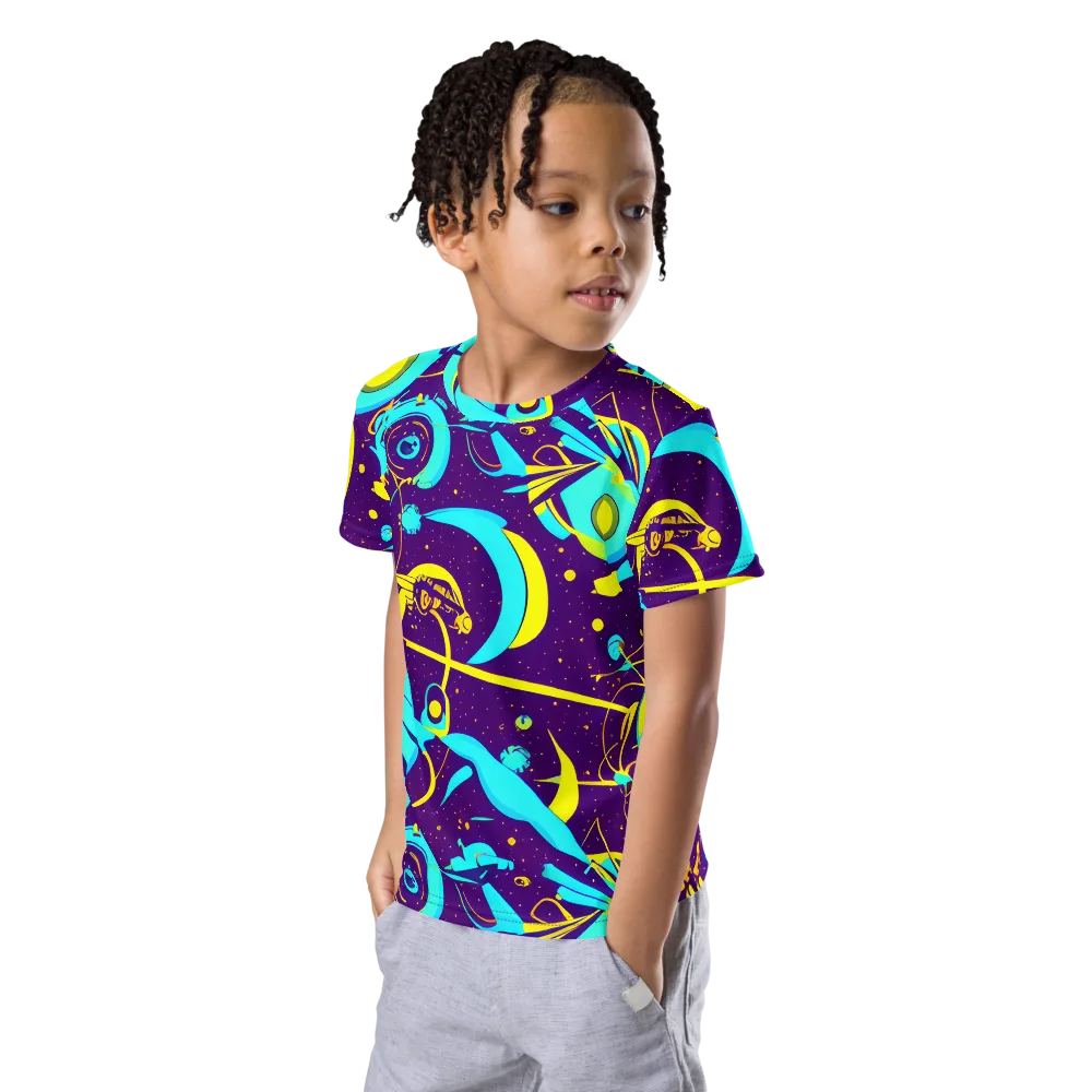 Azure Odyssey on Kids Crew Neck T-Shirt — Left Front