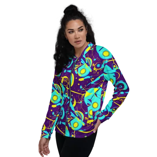 Azure Odyssey on a Bomber Jacket
