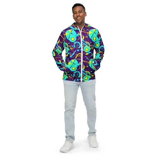 Azure Odyssey on a Men's Windbreaker