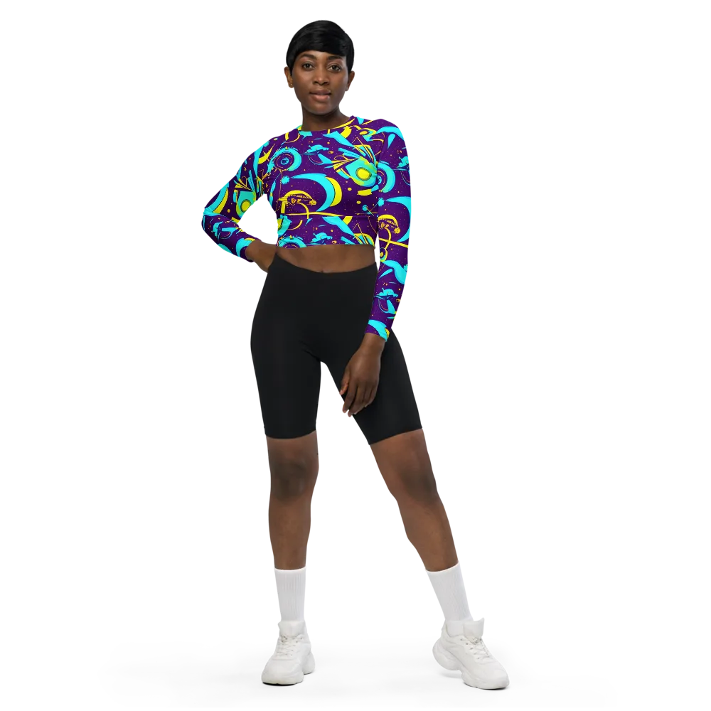 Azure Odyssey on Long Sleeve Crop Top — Front