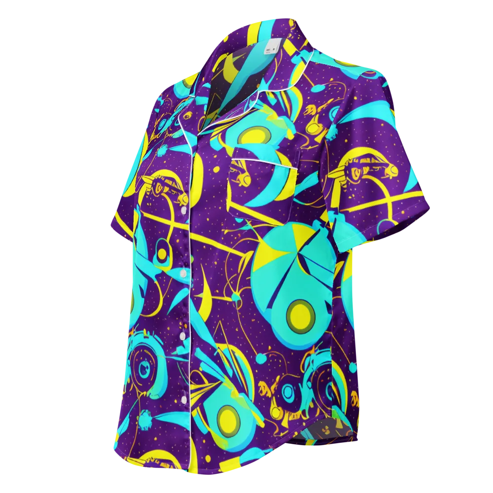 Azure Odyssey on Women's Short Sleeve Pajama Top — Left Front
