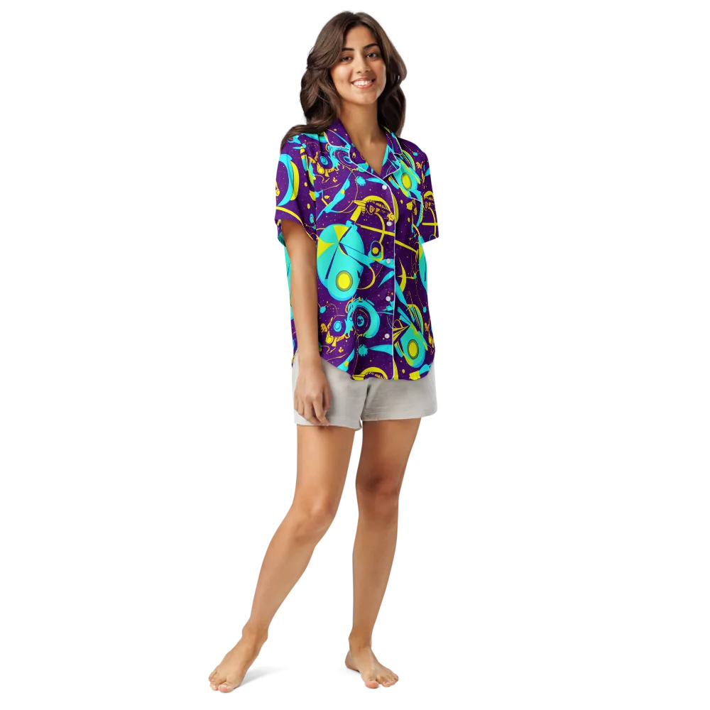Azure Odyssey on Women's Short Sleeve Pajama Top — Front
