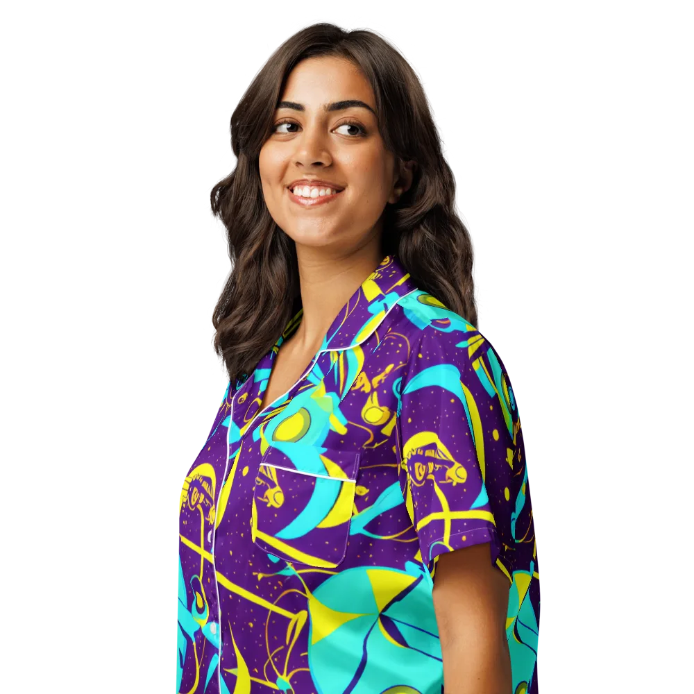 Azure Odyssey on Women's Short Sleeve Pajama Top — Left Front