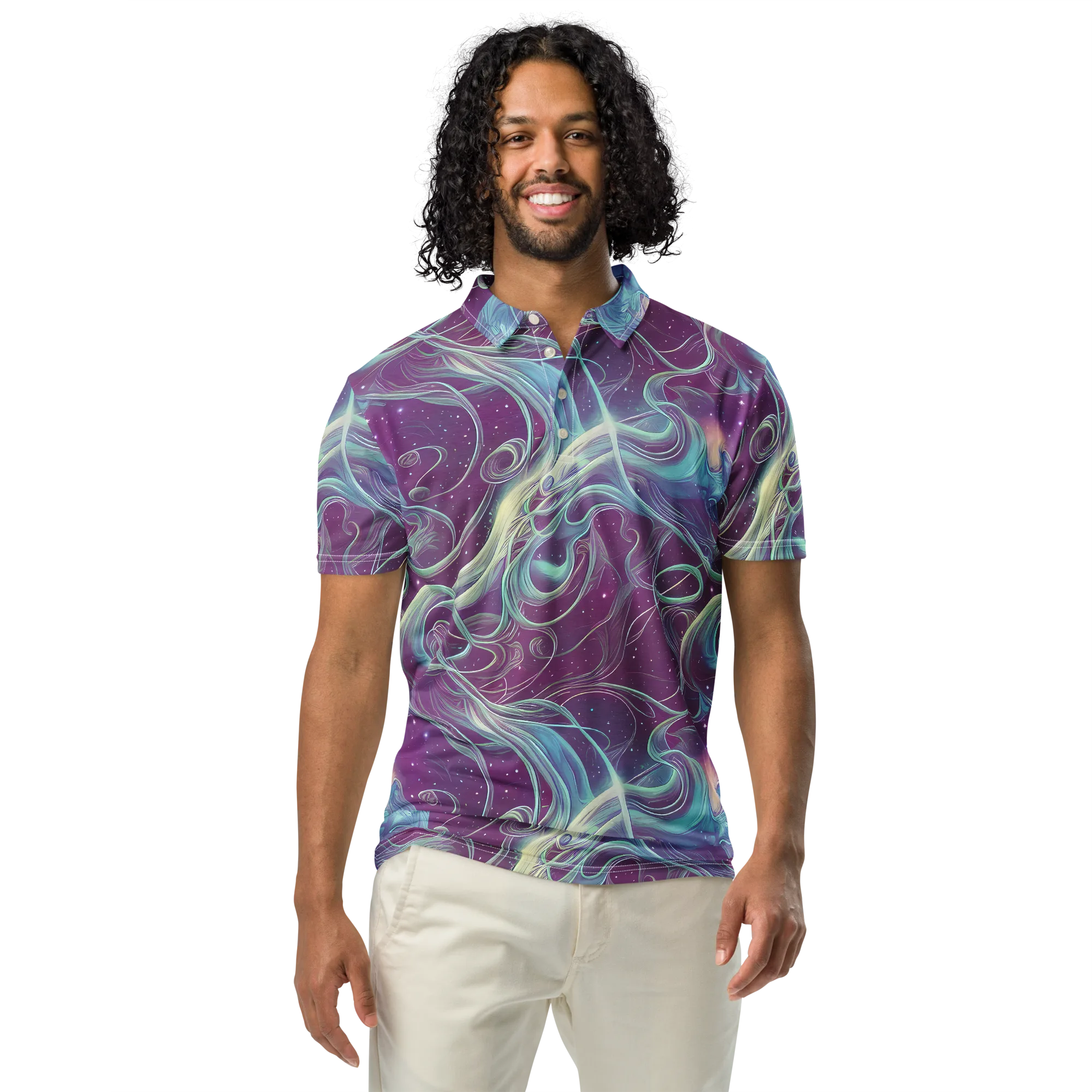 Morgan's Whirl on Men's Slim Fit Polo Shirt — Front
