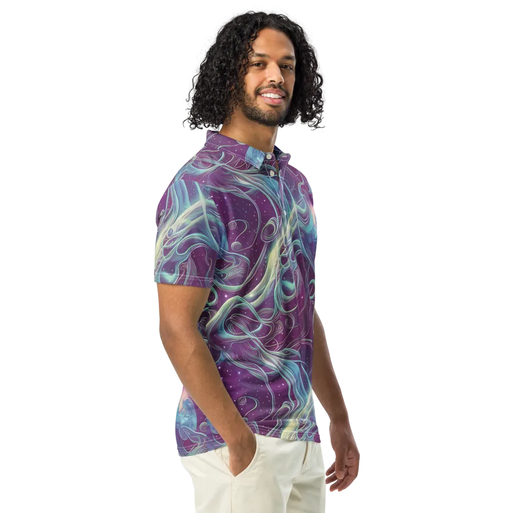 Morgan's Whirl on Men's Slim Fit Polo Shirt — Right Front