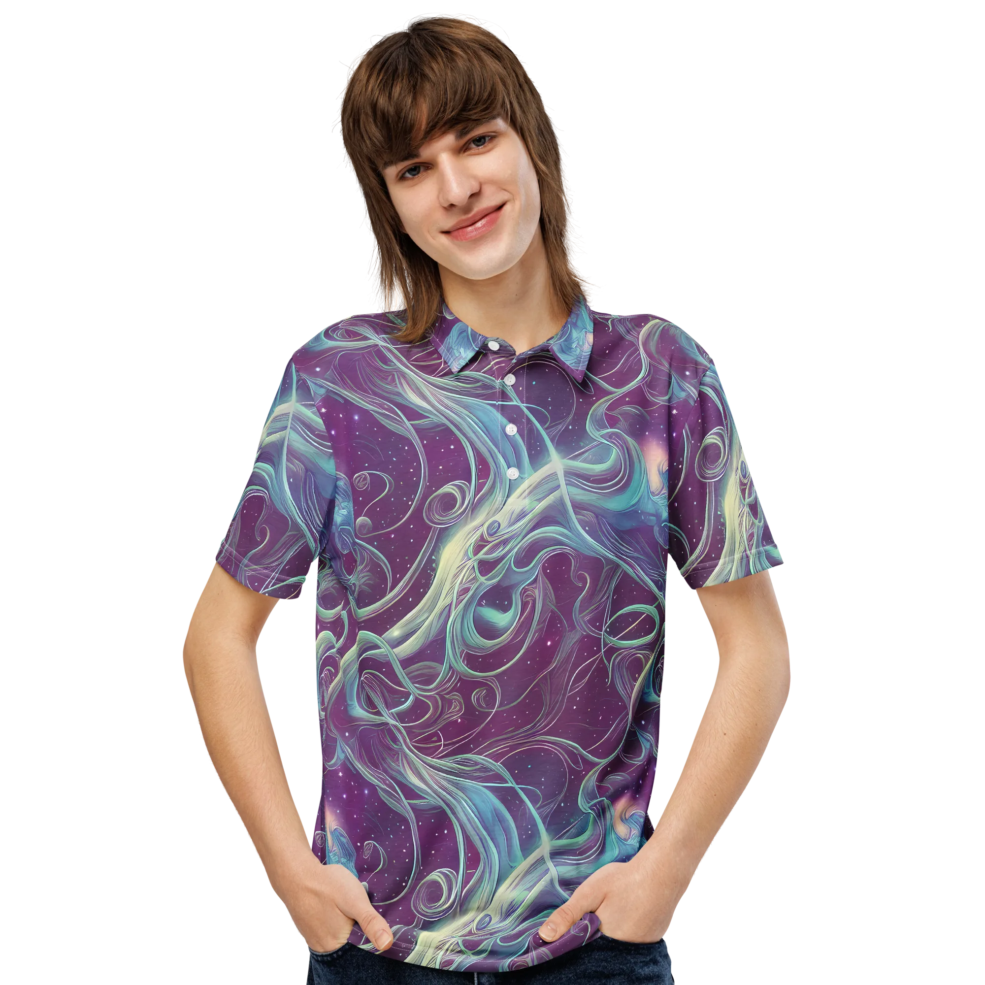 Morgan's Whirl on Men's Slim Fit Polo Shirt — Front
