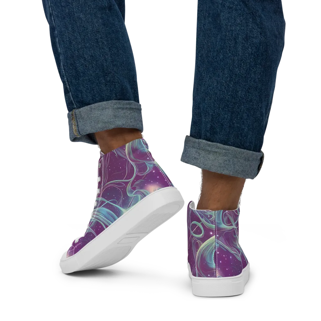 Morgan's Whirl on Men's High Top Canvas Shoes — Back