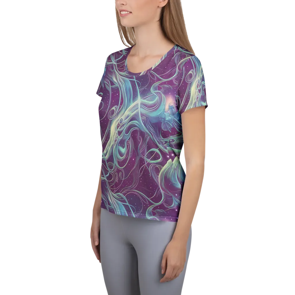 Morgan's Whirl on Women's Athletic T-Shirt — Left