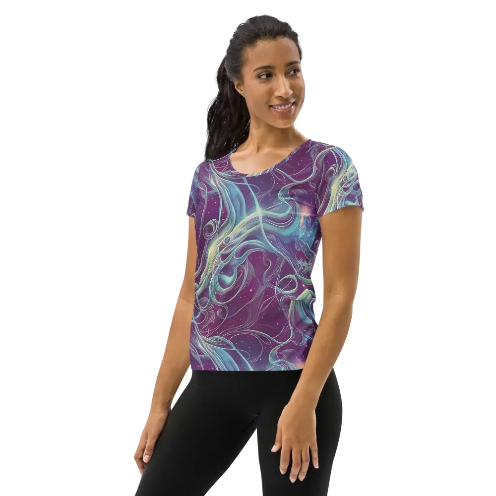 Morgan's Whirl on Women's Athletic T-Shirt — Left