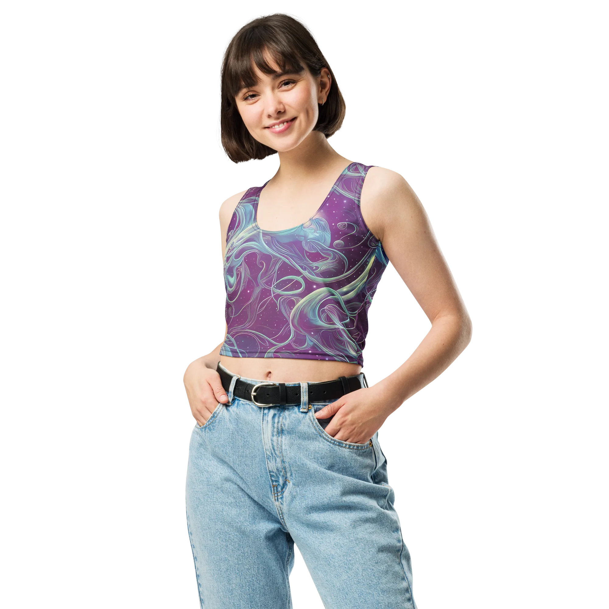 Morgan's Whirl on Crop Top — Front