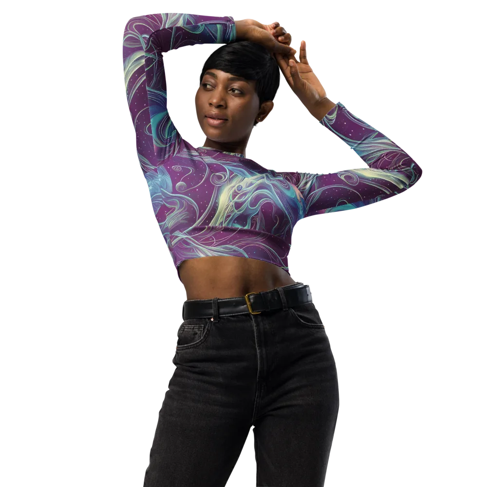 Morgan's Whirl on Long Sleeve Crop Top — Front
