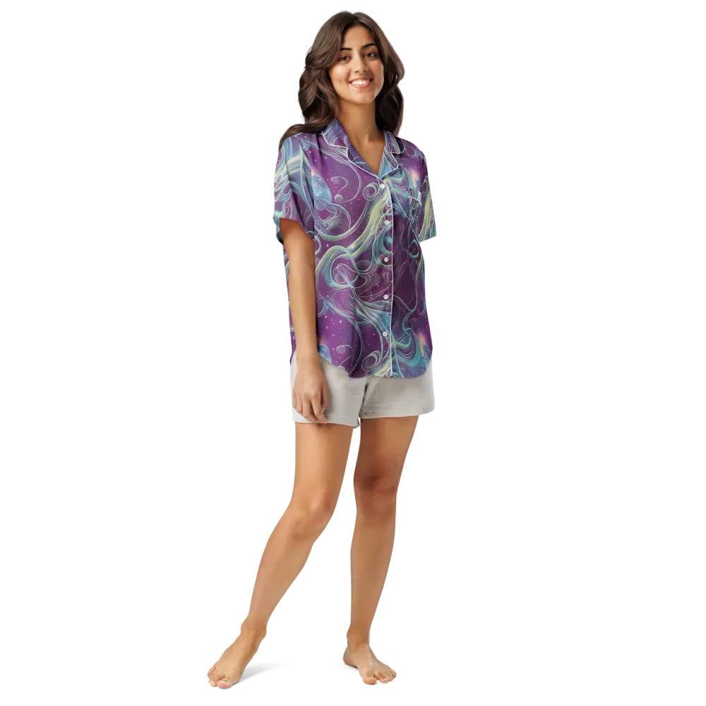 Morgan's Whirl on Women's Short Sleeve Pajama Top — Front