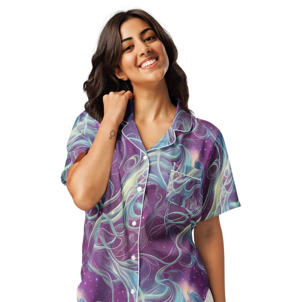 Morgan's Whirl on Women's Short Sleeve Pajama Top — Front