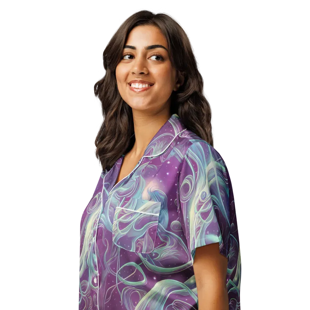Morgan's Whirl on Women's Short Sleeve Pajama Top — Left Front