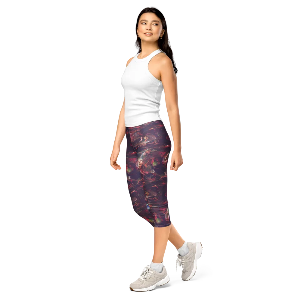 Vortex Strands on Capri Leggings — Left Front