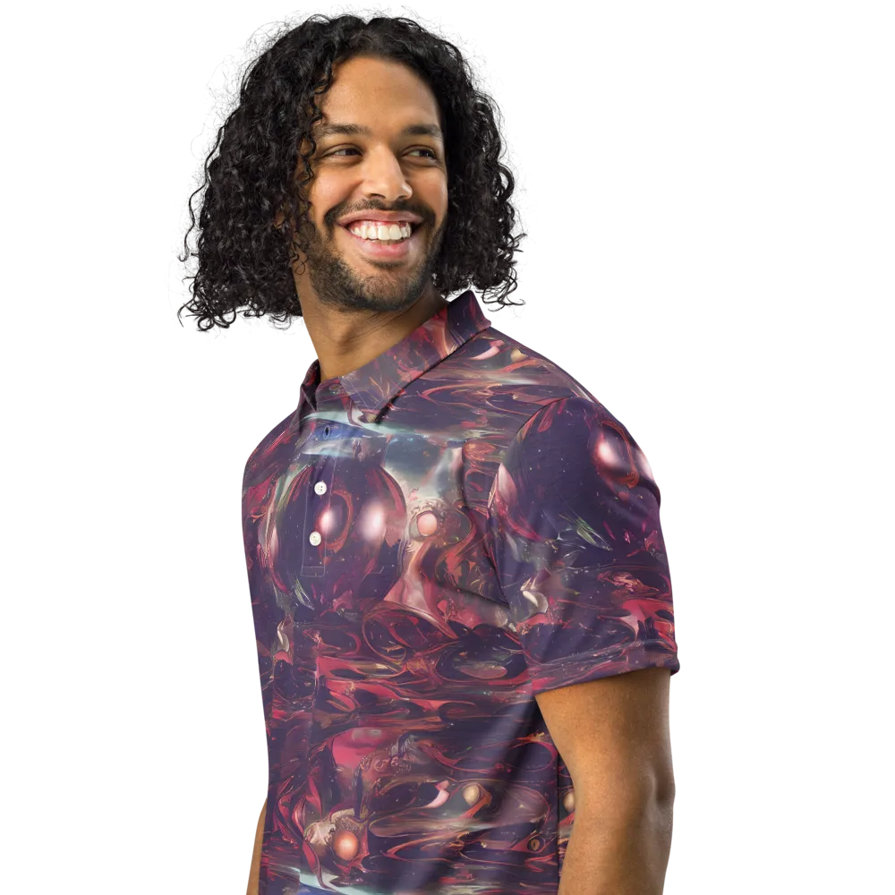 Vortex Strands on Men's Slim Fit Polo Shirt — Left Front