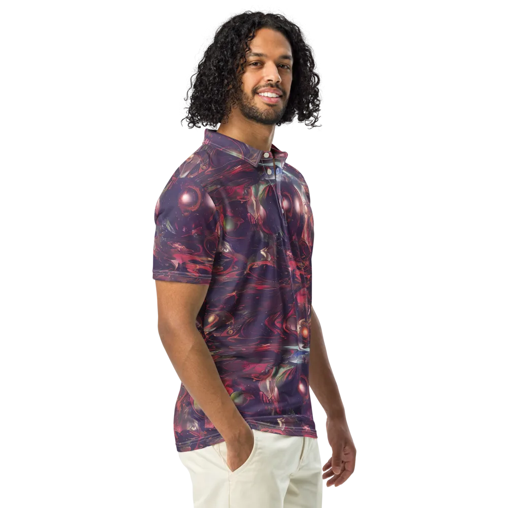 Vortex Strands on Men's Slim Fit Polo Shirt — Right Front