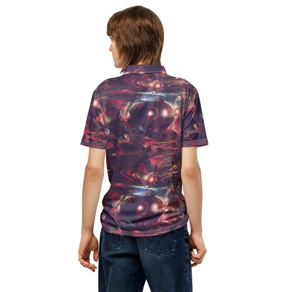 Vortex Strands on Men's Slim Fit Polo Shirt — Back