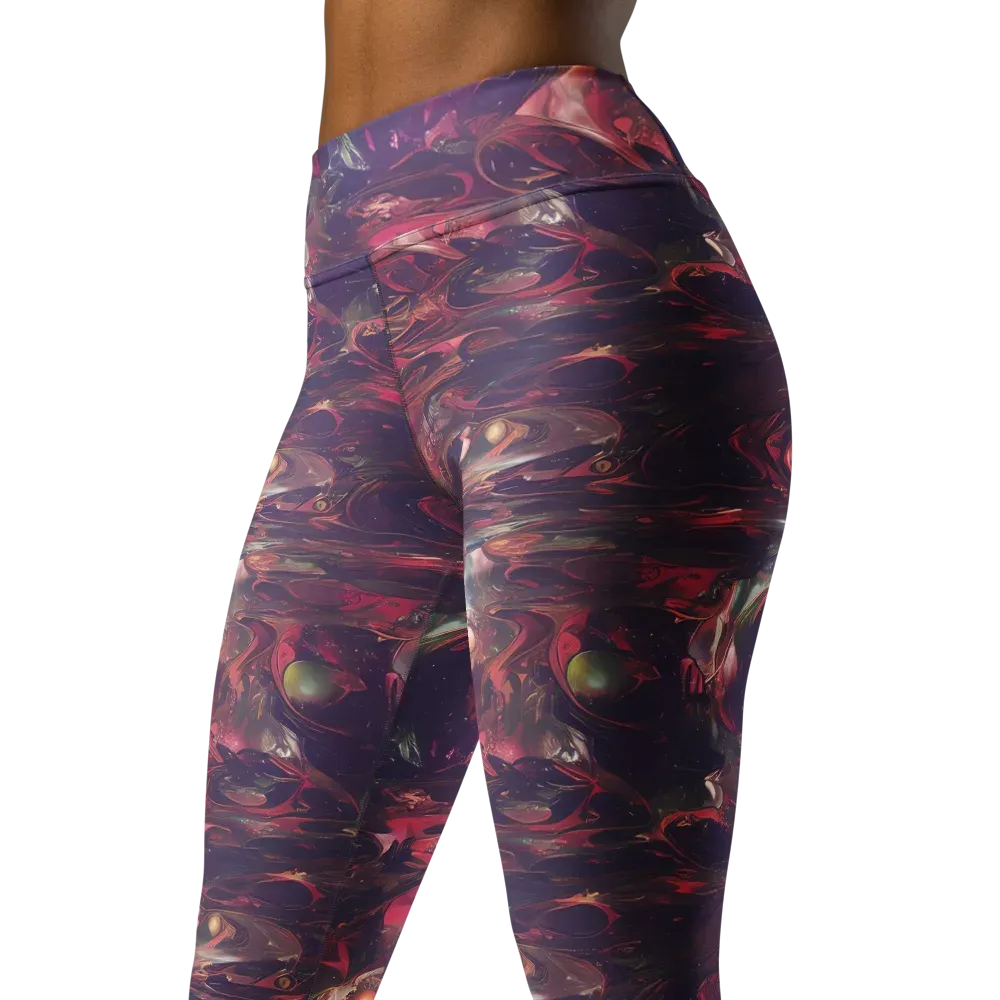 Vortex Strands on Yoga Leggings — Left Front