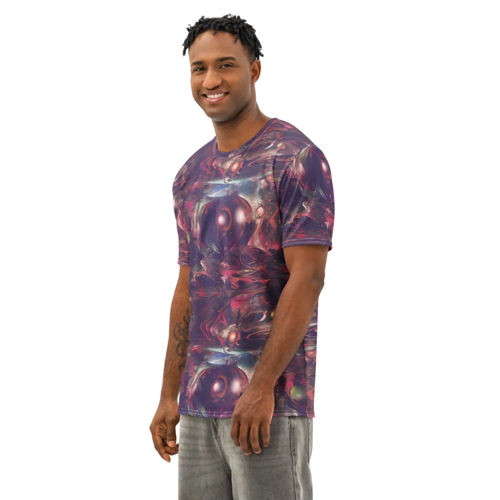 Vortex Strands on Men's Cotton Crew Neck T-Shirt — Left Front