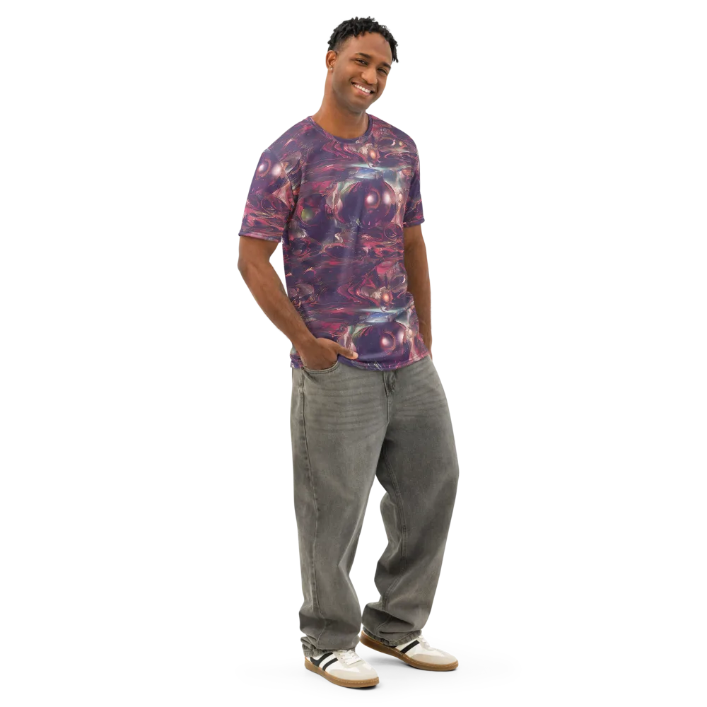 Vortex Strands on Men's Cotton Crew Neck T-Shirt — Right Front