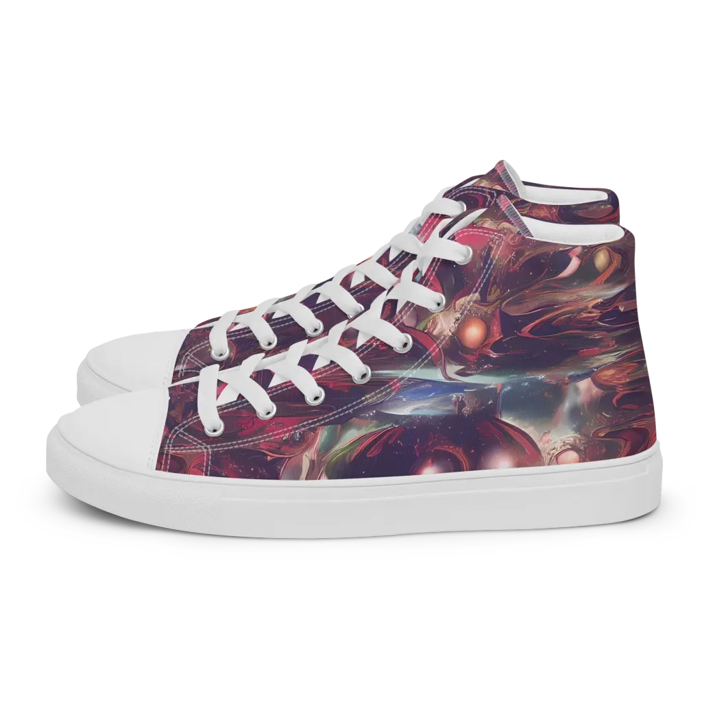 Vortex Strands on Men's High Top Canvas Shoes — Left